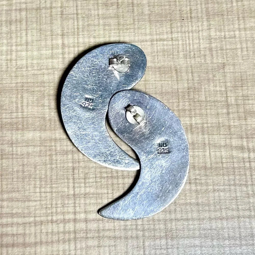 Vintage Norwegian Design Large Modernist  Sterling Silver Angel Wing Earrings